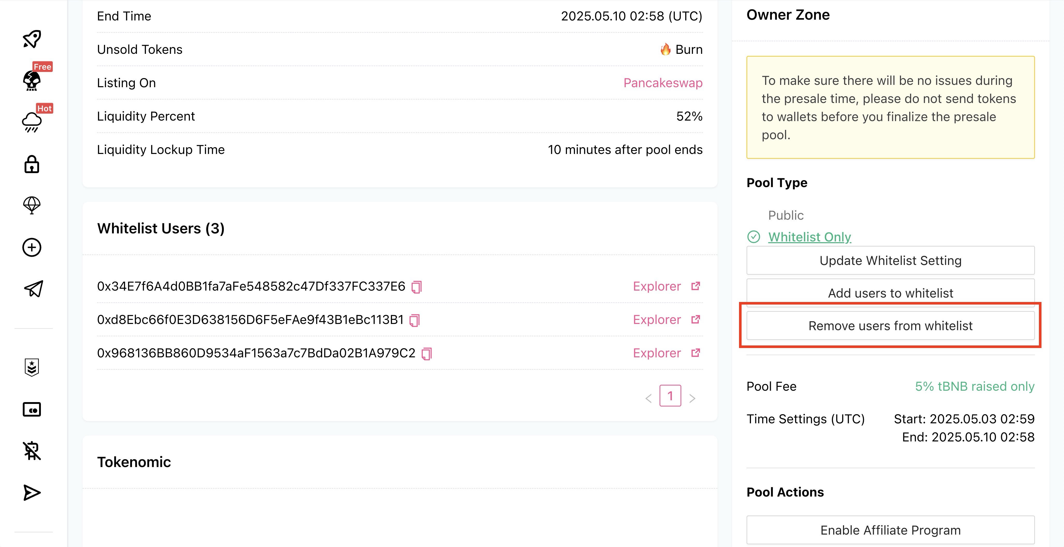 Add Remove Whitelists Remove User