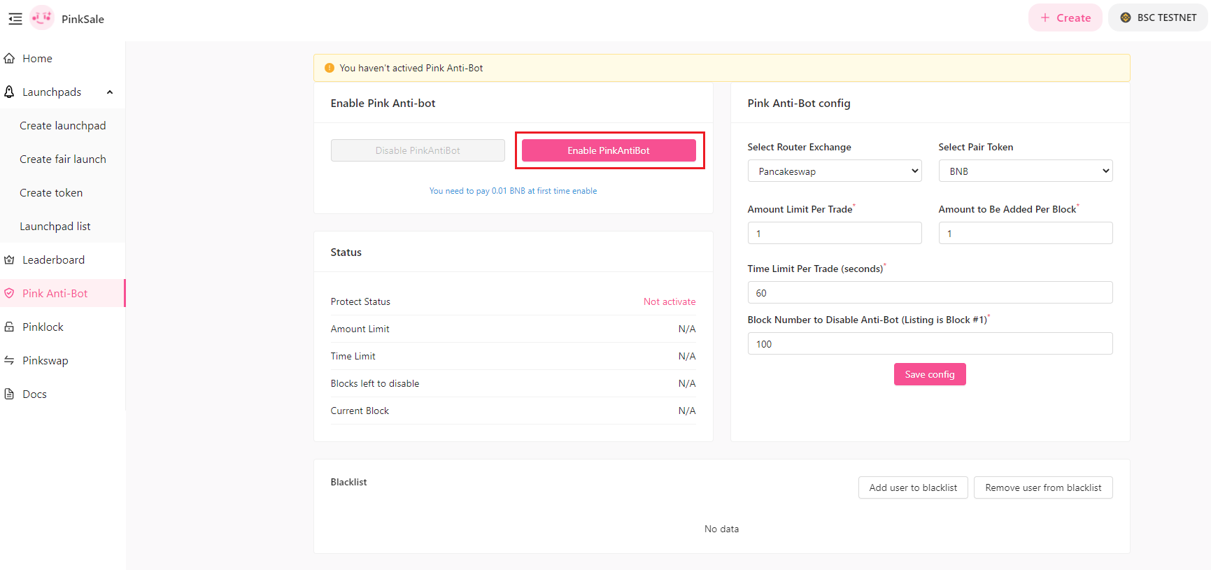 Enable Pink Anti-Bot Button