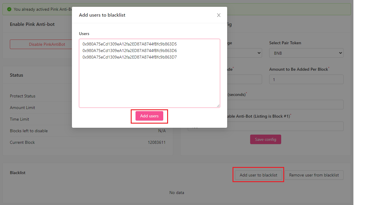 Add User to Blacklist