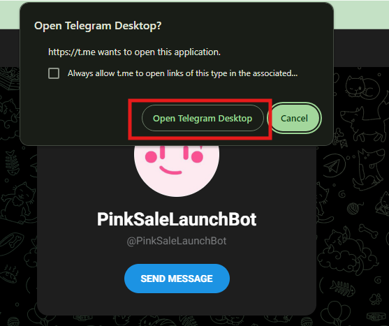 Browser Prompt to Open Telegram