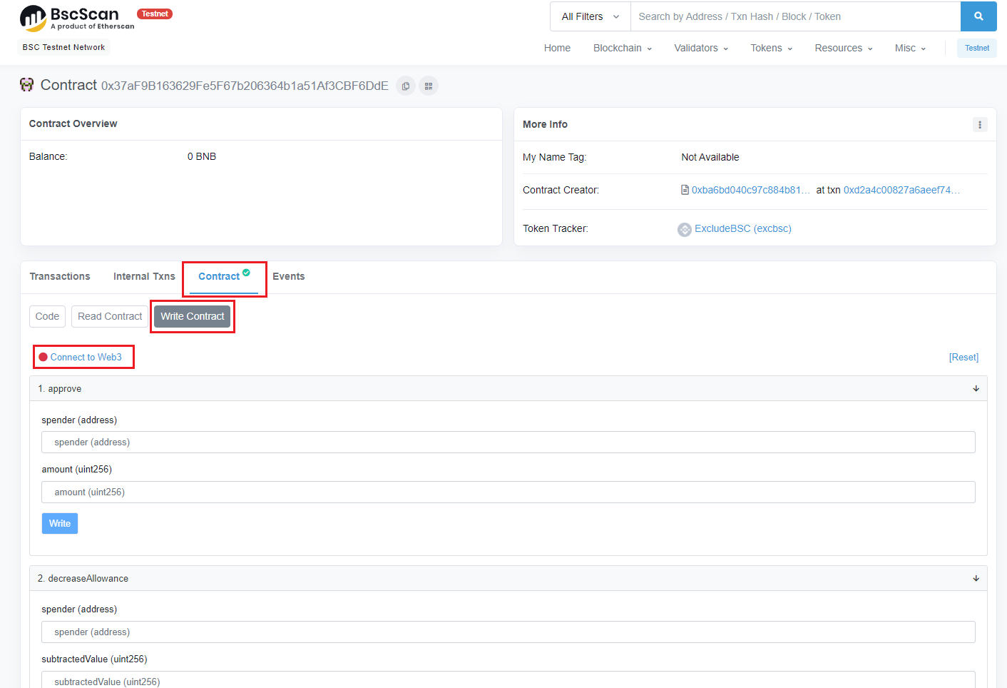 Withdraw Canceled Tokens - Step 2.2 - Connecting Wallet on Block Explorer