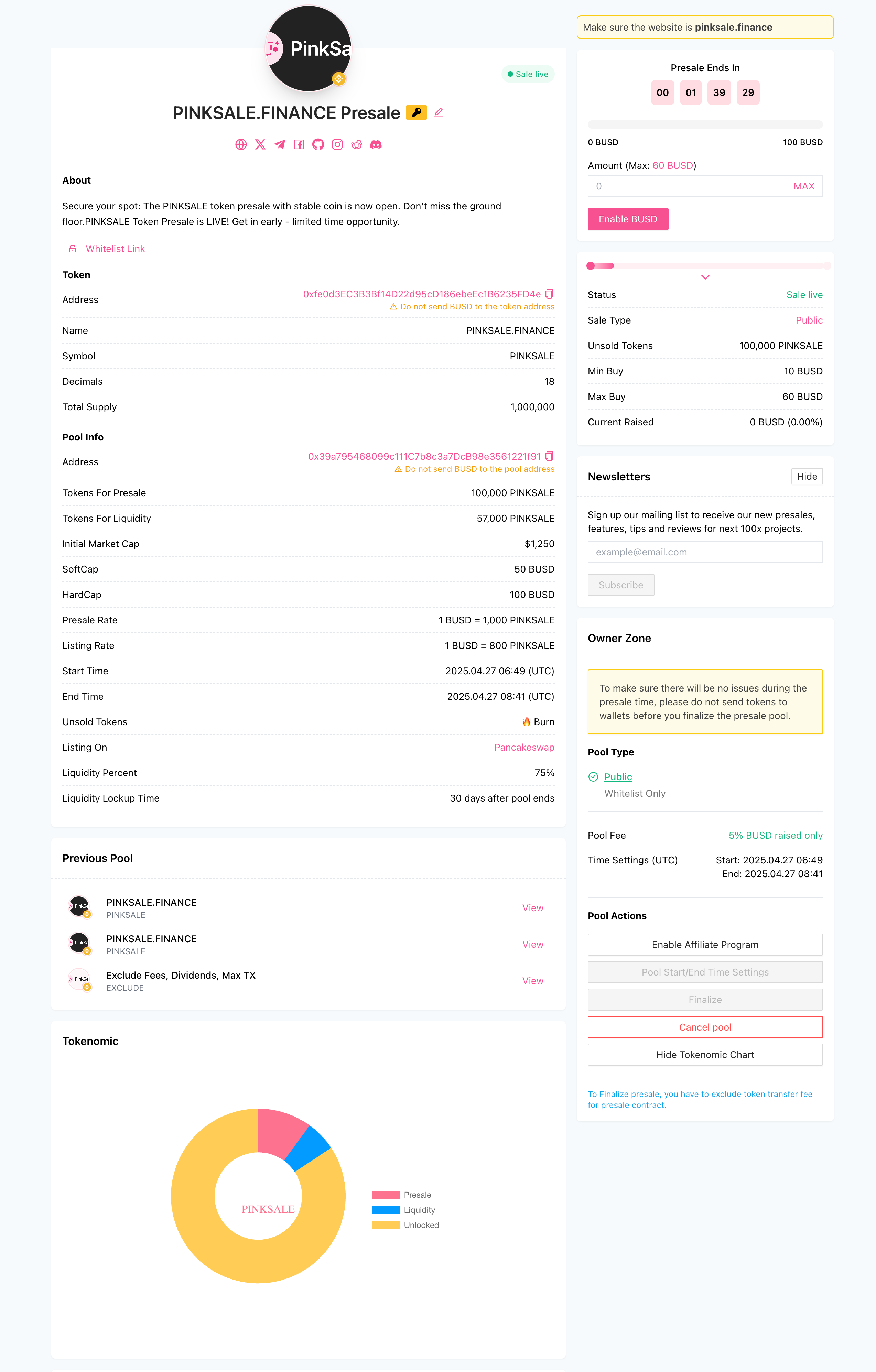 Successfully create stable coin presale