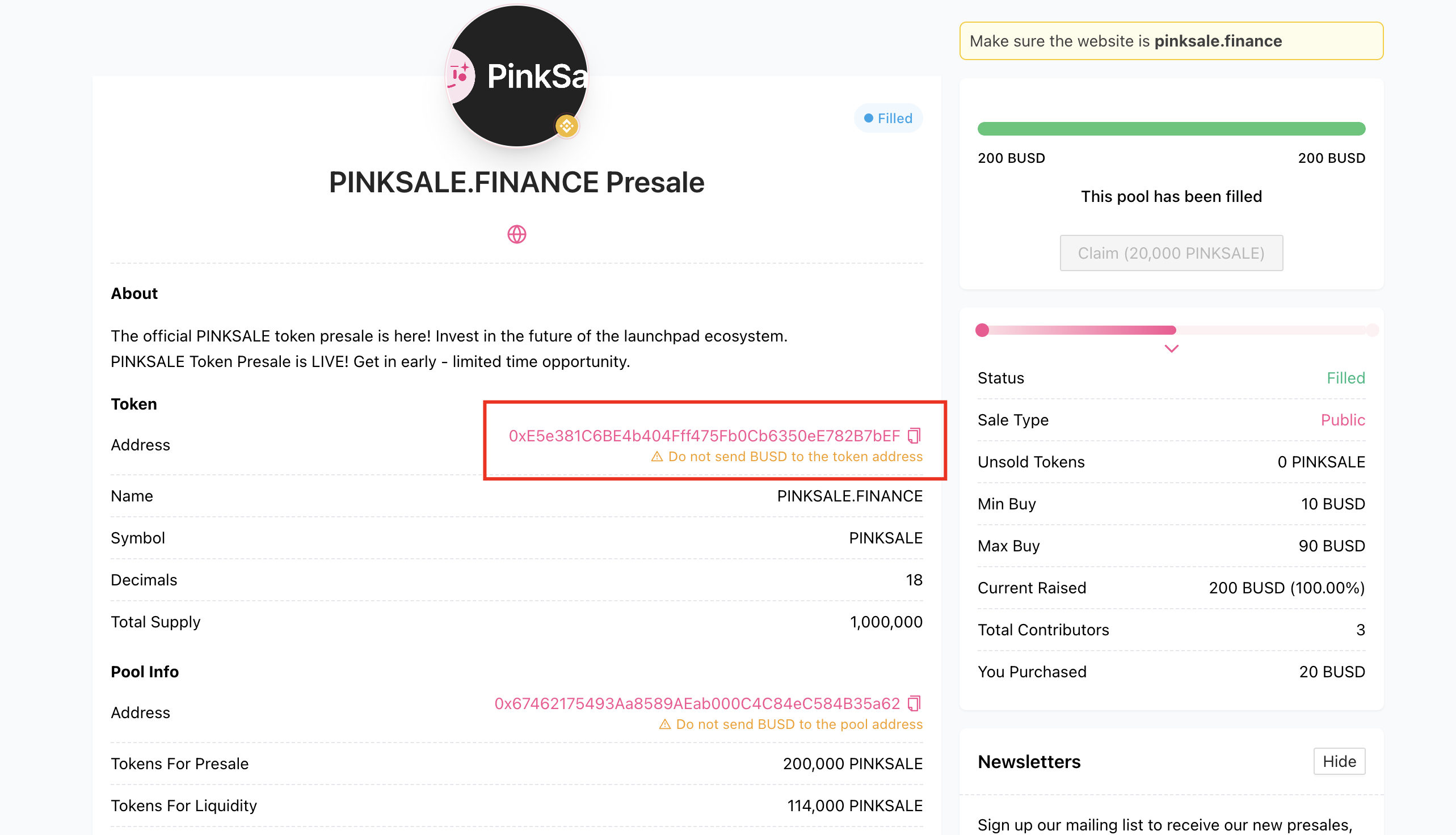 Finalize Presale - Step 1 - Finding Token Address on Presale Page