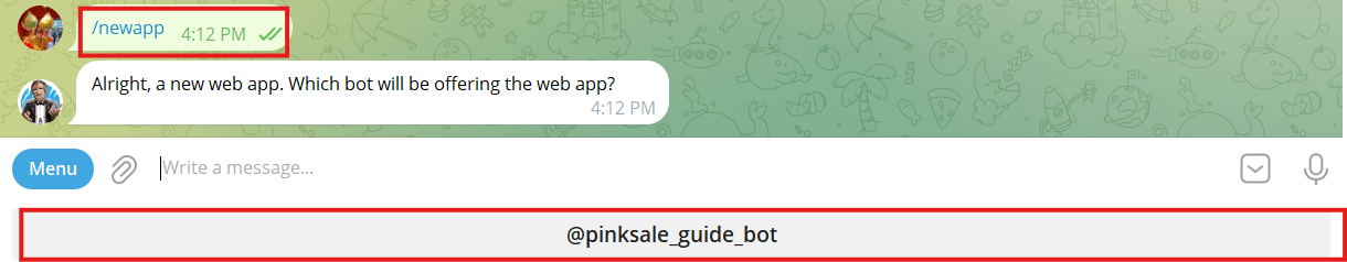 Send /newapp command