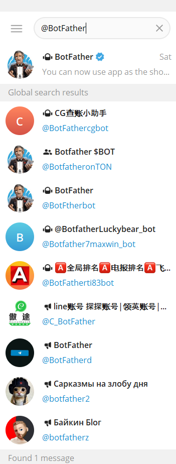 Search for BotFather