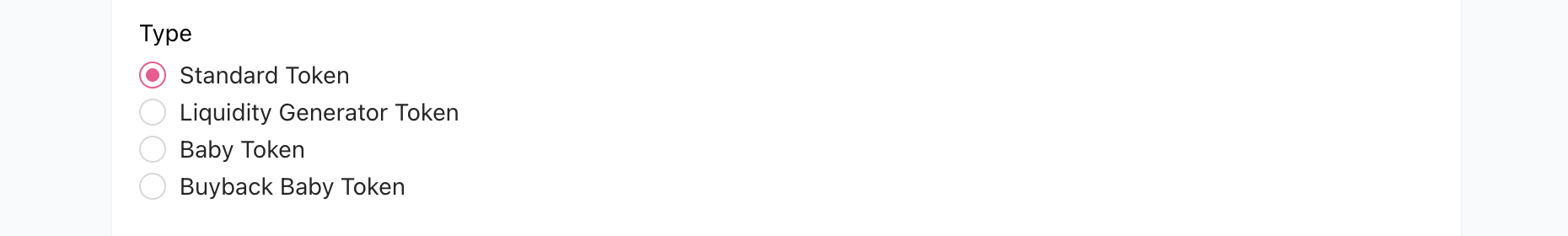 Select Standard Token Type