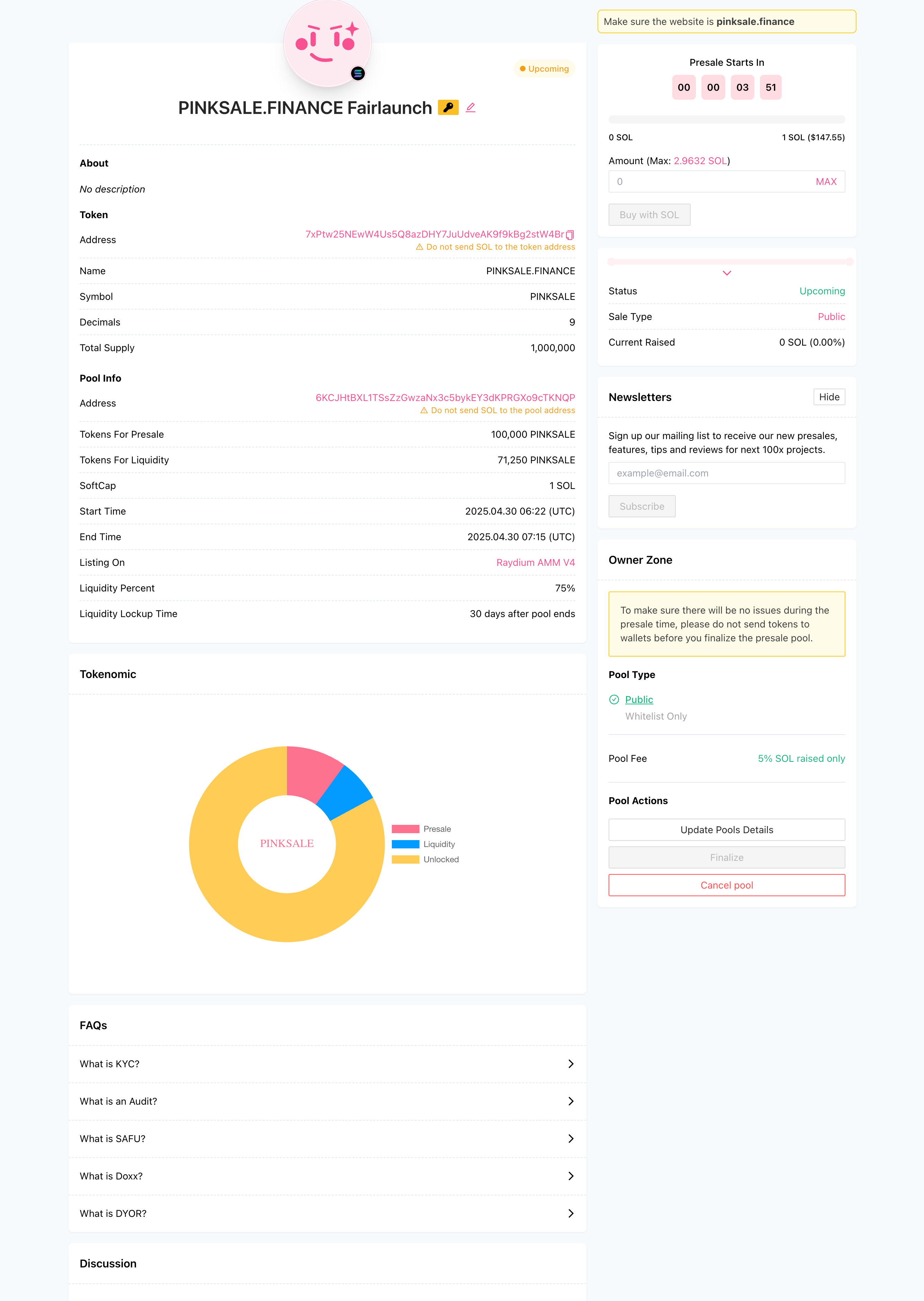 Create Auto Listing Fairlaunch (Solana) - Step 3 - Creation Result Example