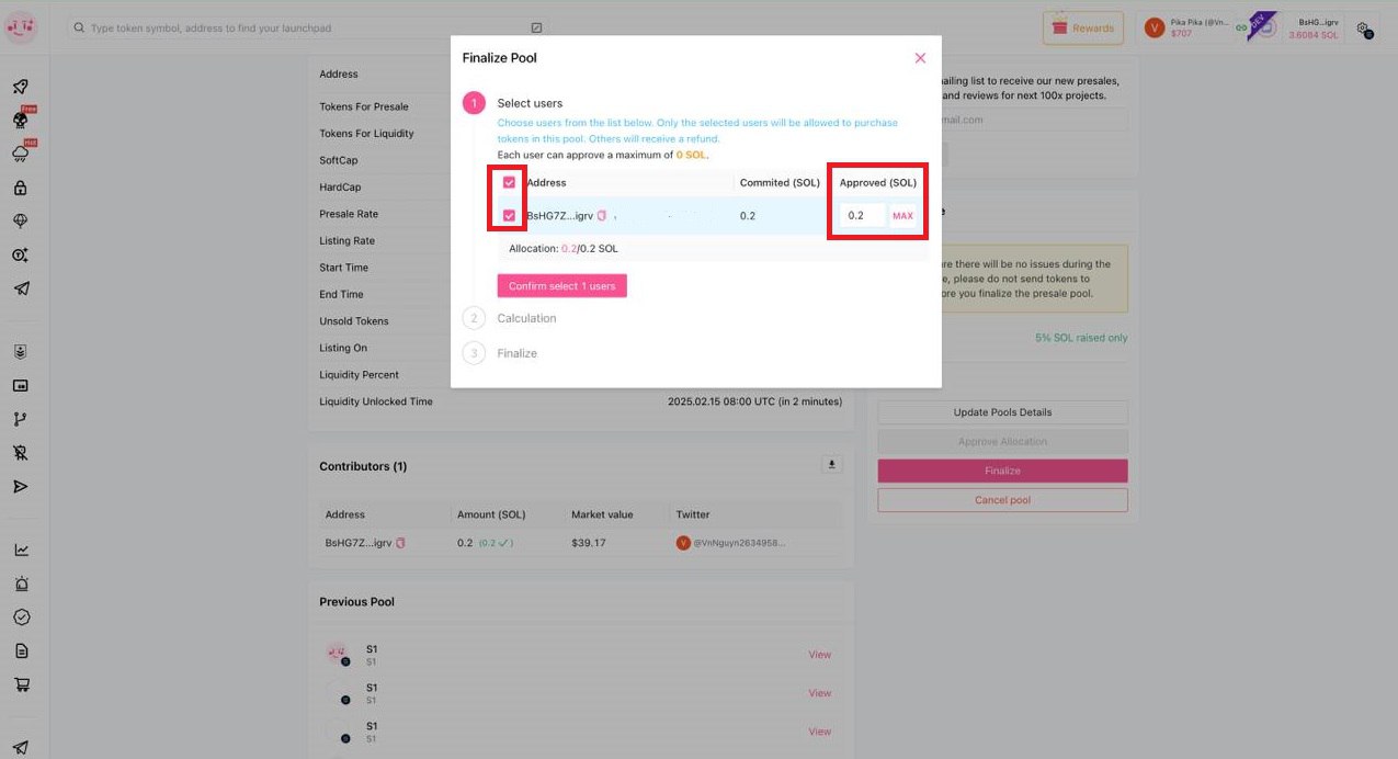 Finalize Twitter Overflow Presale - Step 3 - Contribution Adjustment Interface
