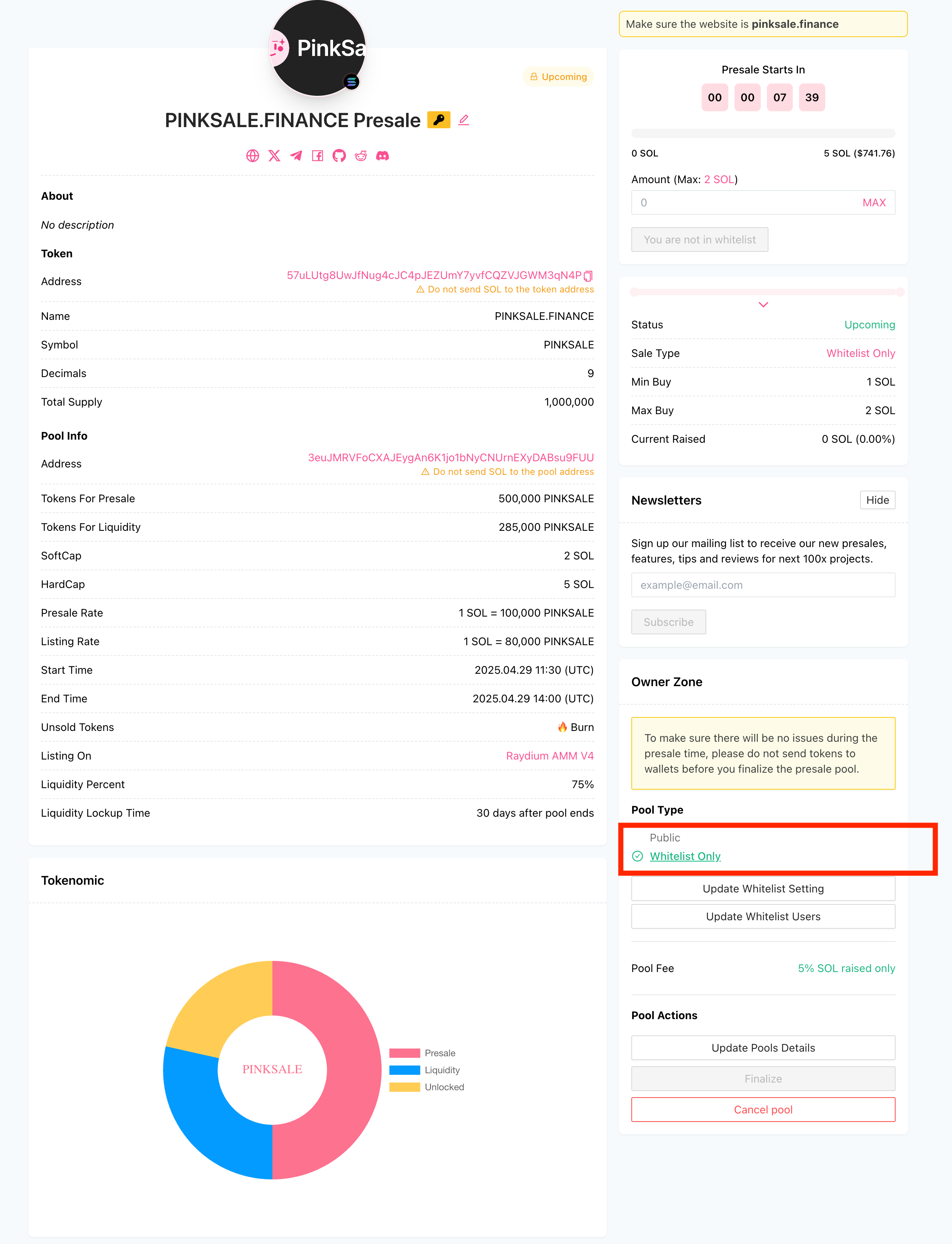 Enable Whitelist - Button in Owner Zone After Creation