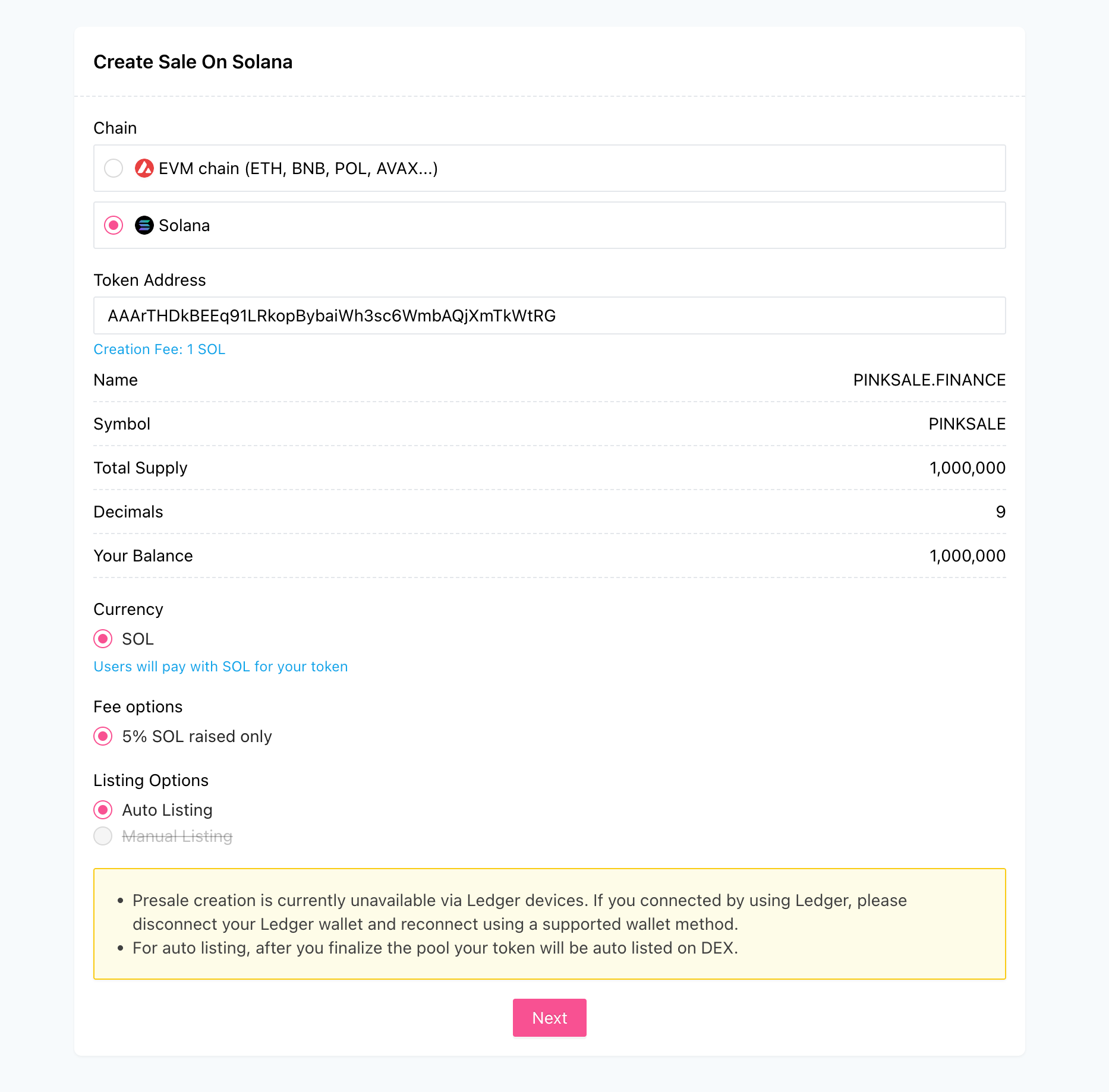 Create Twitter Overflow Presale \(Solana\) - Step 1 - Token Verification and Auto Listing Selection