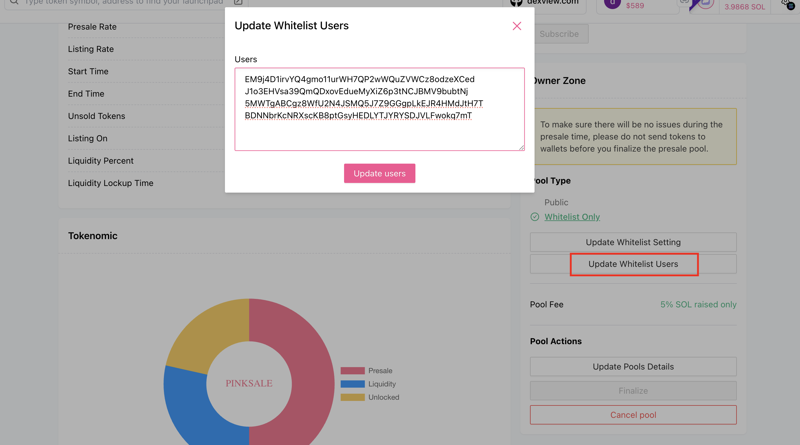 Add Whitelist - Update Whitelist Users Button
