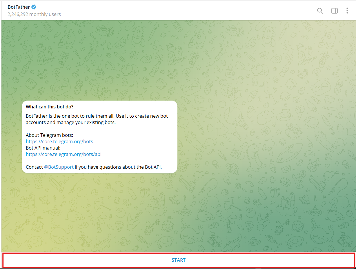 Start BotFather Chat