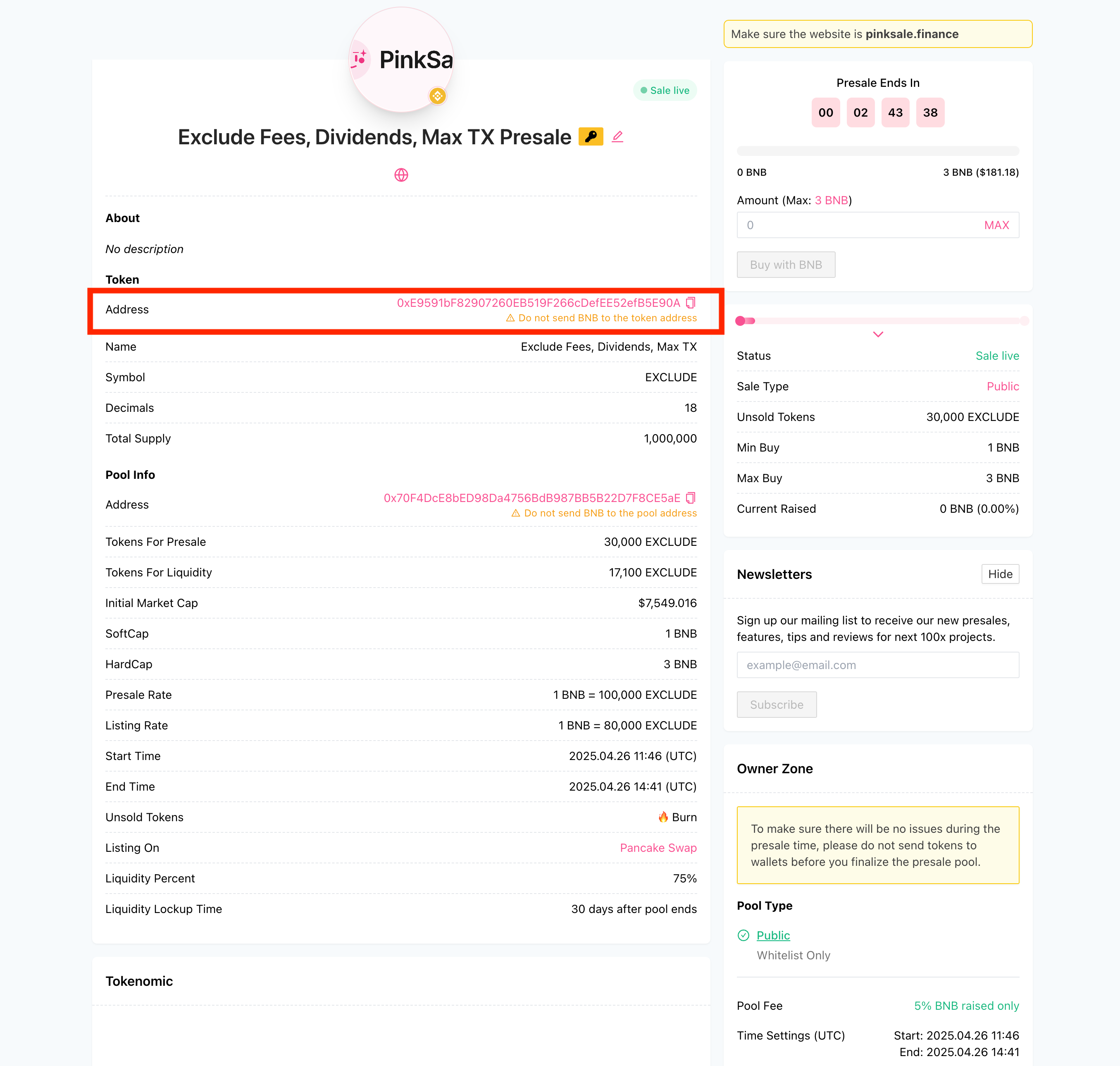 Find Addresses on Pool Page