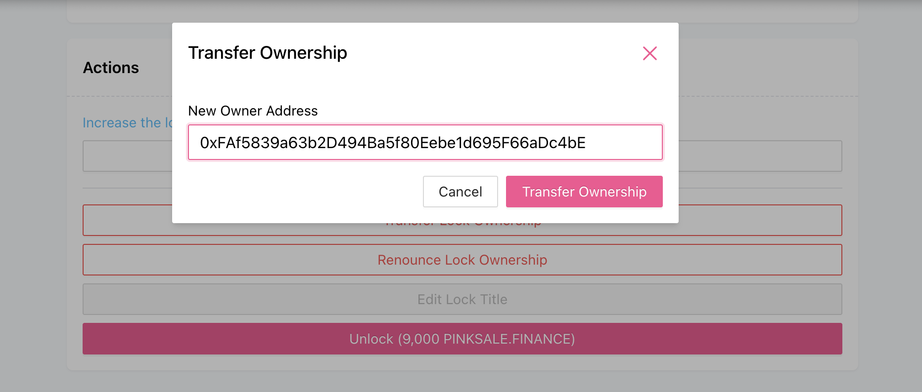 Transfer Lock Ownership