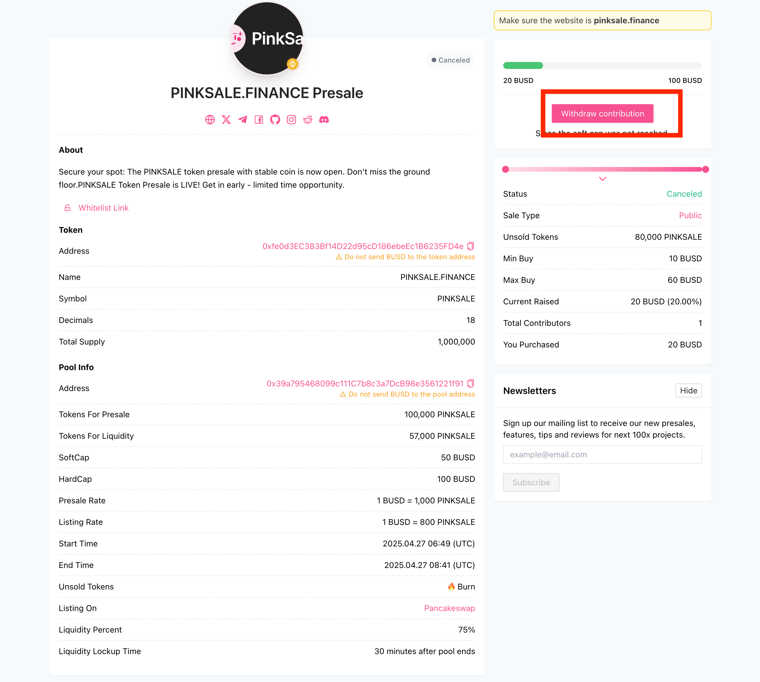 Withdrawal Contribution Button
